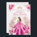 Fuchsia Pink Princess Floral Gold Quinceañera Einladung<br><div class="desc">EDITABLE Fuchsia Pink Prinzessin Floral Gold Quinceañera Einladung Elegant Fuchsia Pink Blume Gold Kronenkleidung Mis Quince Einladung Quinceñera 15 Anos,  16. Geburtstag Gold Glitzer</div>