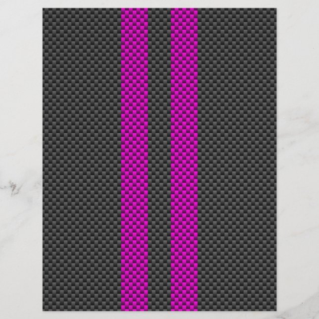 Fuchsia Pink Racing Stripes im Carbon Fibre Style Flyer (Vorne)