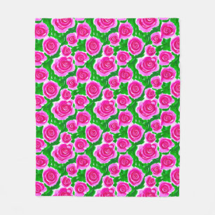 Fuchsia Pink Rose Fleecedecke