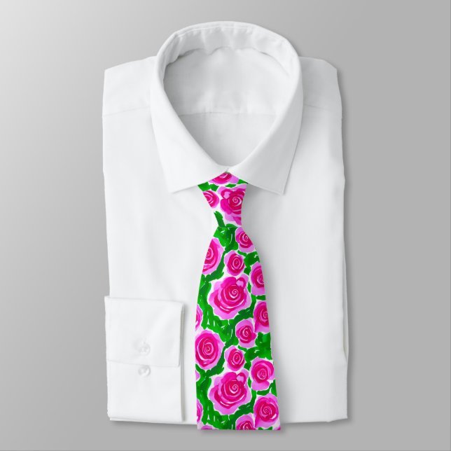 Fuchsia Pink Rose Krawatte (Gebunden)