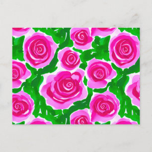 Fuchsia Pink Rose Postkarte