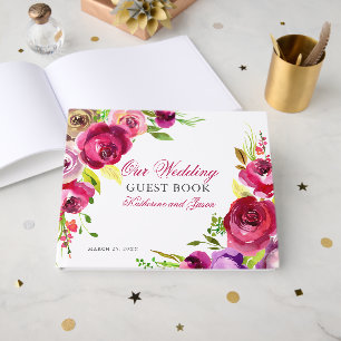 Fuchsia Pink Rose Romantische Gartenhochzeit Gästebuch