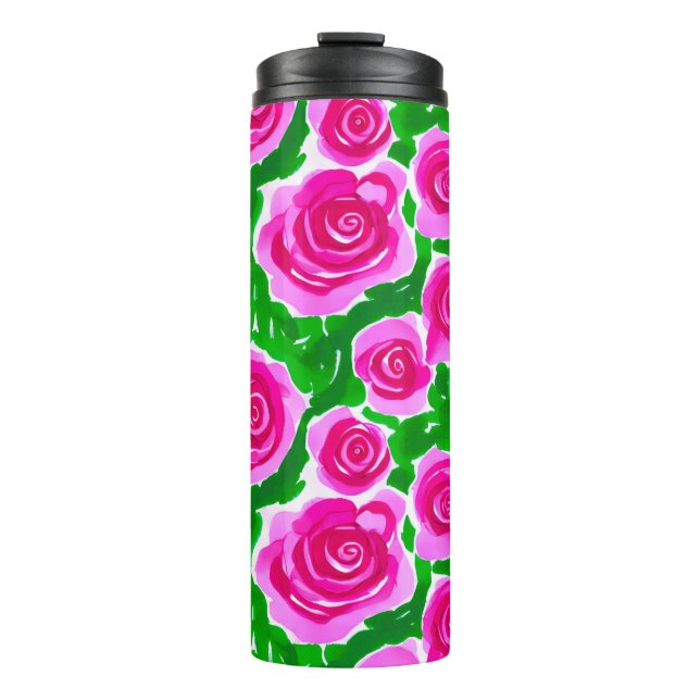 Fuchsia Pink Rose Thermosbecher (Vorderseite)