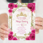 Fuchsia Pink Roses Charra Mis Ruhige Einladung<br><div class="desc">Fuchsia Pink Roses Charra Mis Quince Einladung Mis Quince Anos,  15. Geburtstag, </div>