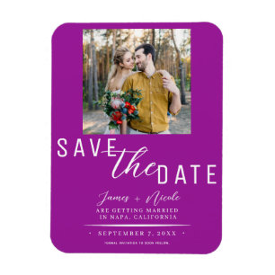 Fuchsia Pink Save the Date Foto Hochzeit Magnet