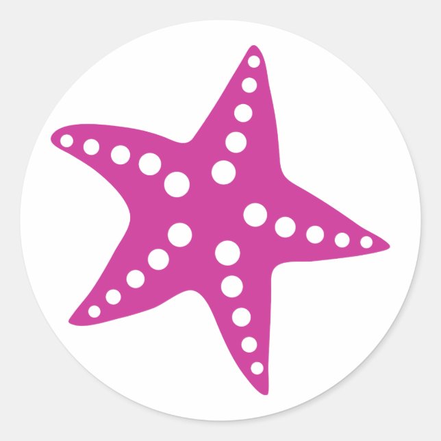 Fuchsia Pink Starfish Sticker, Beach Theme Runder Aufkleber (Vorderseite)
