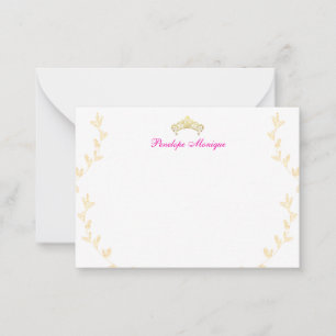 Fuchsia Pink und Golden Crown Kids Notecard Mitteilungskarte
