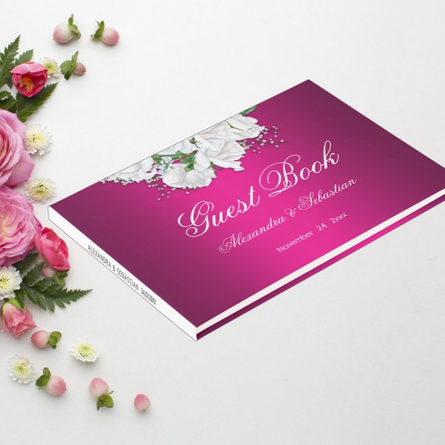 Fuchsia Pink und White Roses Hochzeit Gästebuch (Von Creator hochgeladen)