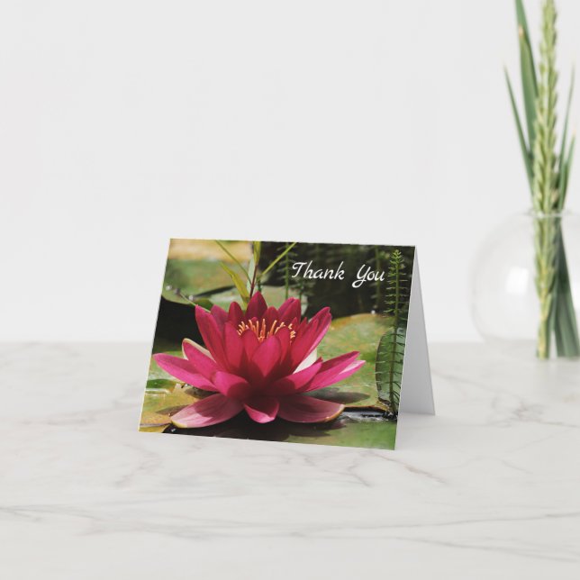 Fuchsia Pink Water Lilie Danke Karte (Vorderseite)