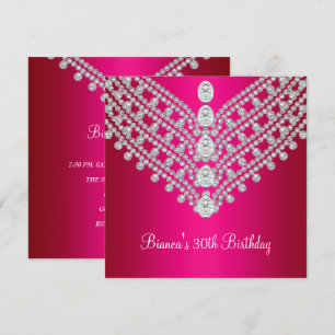 Fuchsia Pink Weißer Diamant Schmuck 30. Geburtstag Einladung