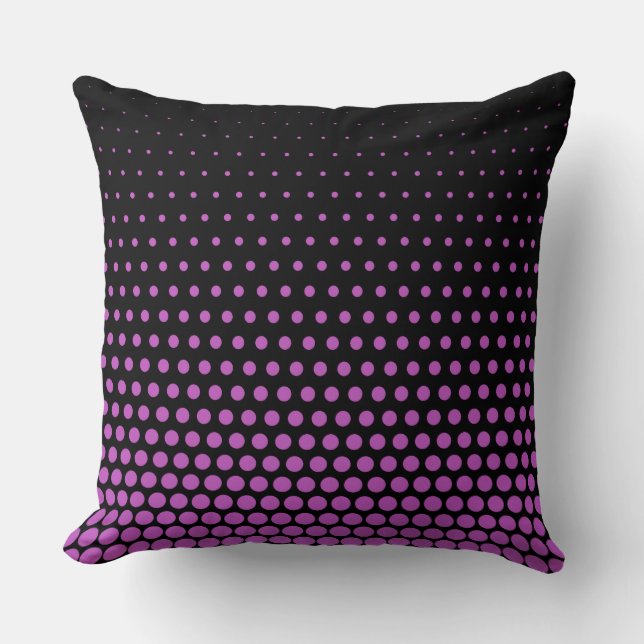 Fuchsia Polka Dot Modern Black Kissen (Vorderseite)