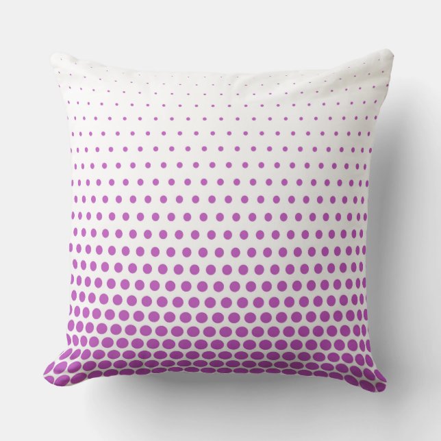 Fuchsia Polka Dot Modern White Kissen (Vorderseite)