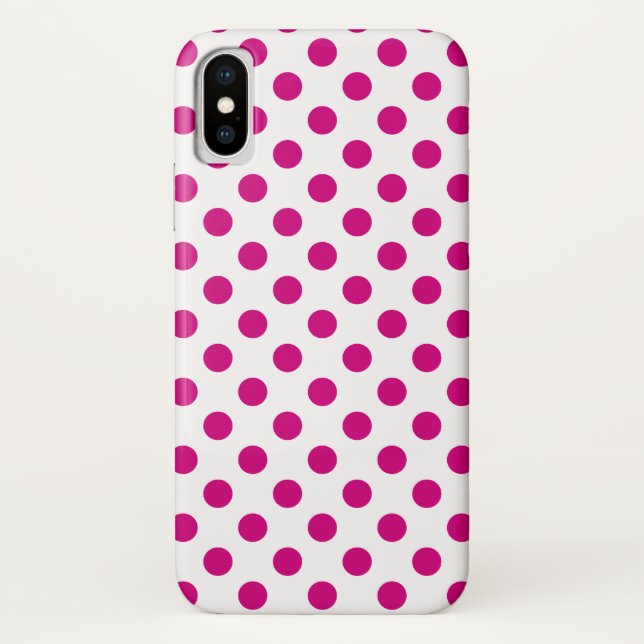 Fuchsia polka dots Case-Mate iPhone hülle (Rückseite)