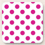Fuchsia polka dots getränkeuntersetzer<br><div class="desc">Fuchsien und weiße Polka-Punkte</div>