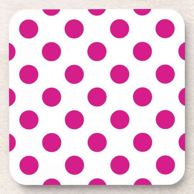 Fuchsia polka dots getränkeuntersetzer (Vorderseite)