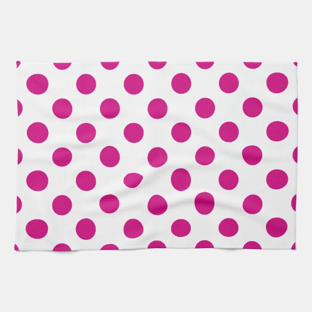 Fuchsia polka dots handtuch (Horizontal)