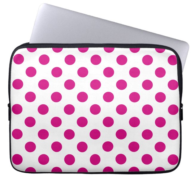 Fuchsia polka dots laptopschutzhülle (Vorderseite)