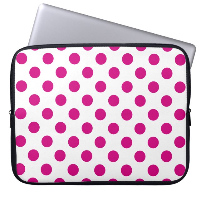 Fuchsia polka dots laptopschutzhülle (Vorderseite)