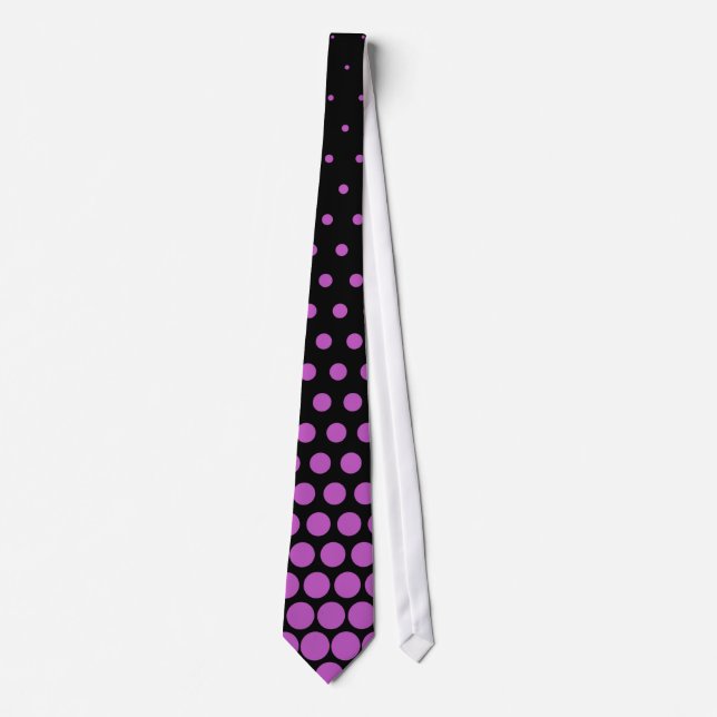 Fuchsia Polka Dots Modern Black Krawatte (Vorderseite)