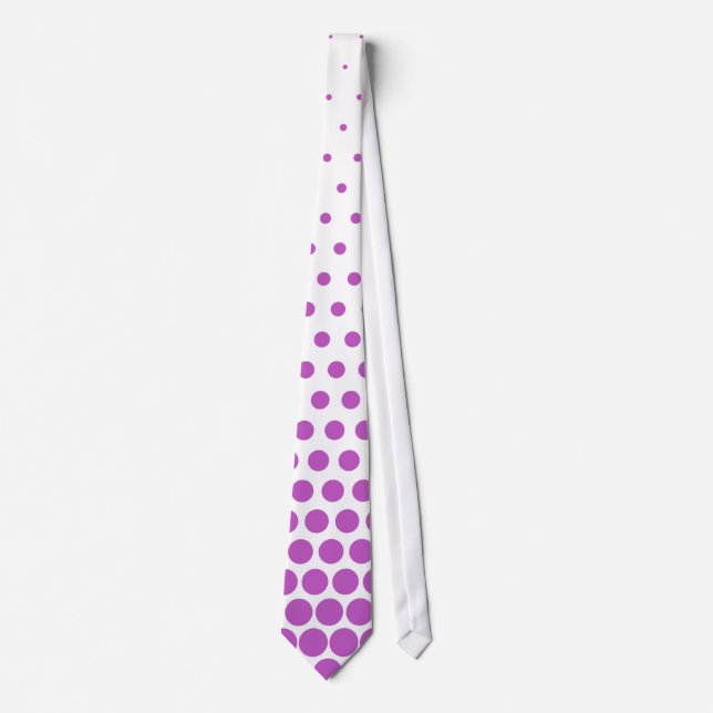 Fuchsia Polka Dots Modern White Krawatte (Vorderseite)