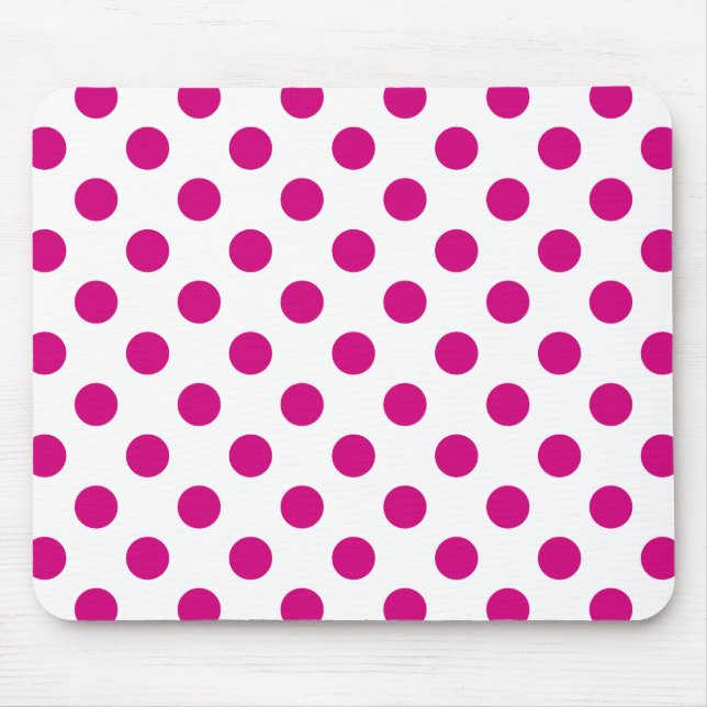 Fuchsia polka dots mousepad (Vorne)