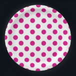 Fuchsia polka dots pappteller<br><div class="desc">Fuchsien und weiße Polka-Punkte</div>