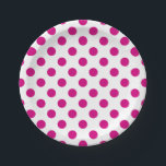 Fuchsia polka dots pappteller<br><div class="desc">Fuchsien und weiße Polka-Punkte</div>