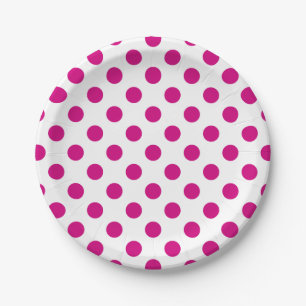 Fuchsia polka dots pappteller