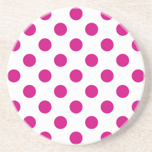 Fuchsia polka dots sandstein untersetzer