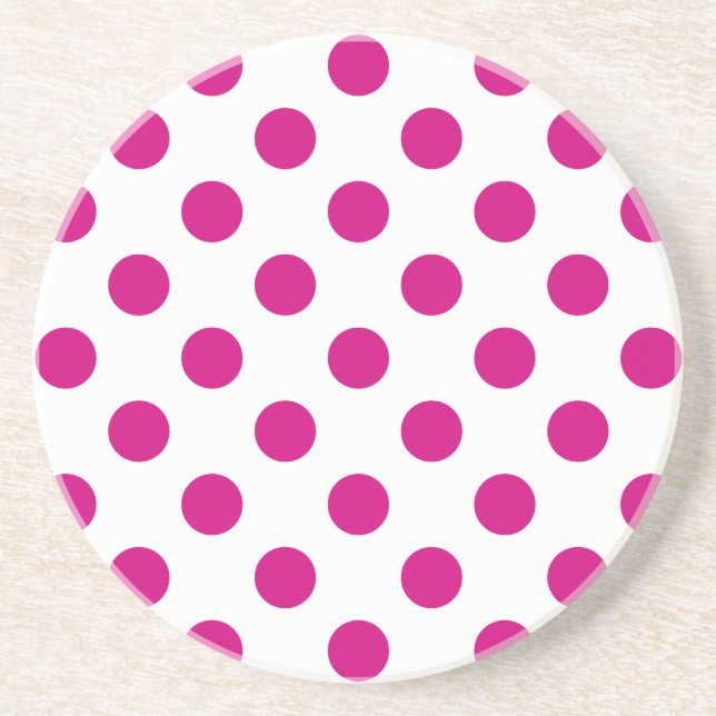 Fuchsia polka dots sandstein untersetzer (Vorne)