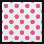 Fuchsia polka dots steinuntersetzer<br><div class="desc">Fuchsien und weiße Polka-Punkte</div>
