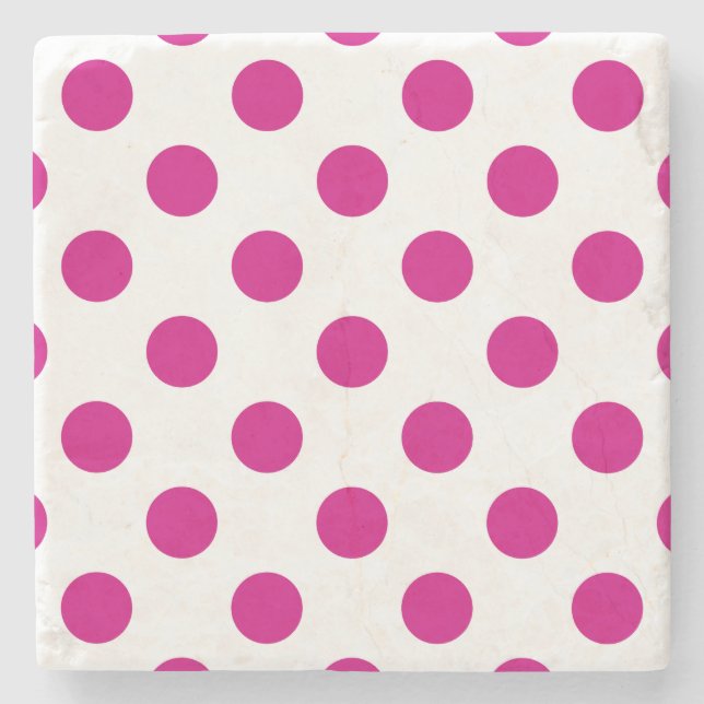 Fuchsia polka dots steinuntersetzer (Vorderseite)