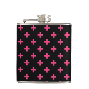 Fuchsia polka kreuzt schwarz flachmann