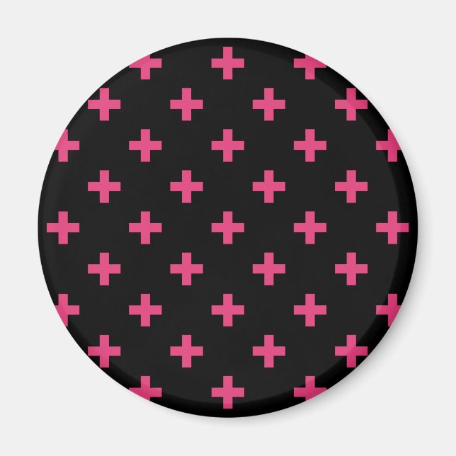 Fuchsia polka kreuzt schwarz magnet (Vorne)