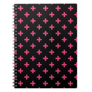 Fuchsia polka kreuzt schwarz notizblock