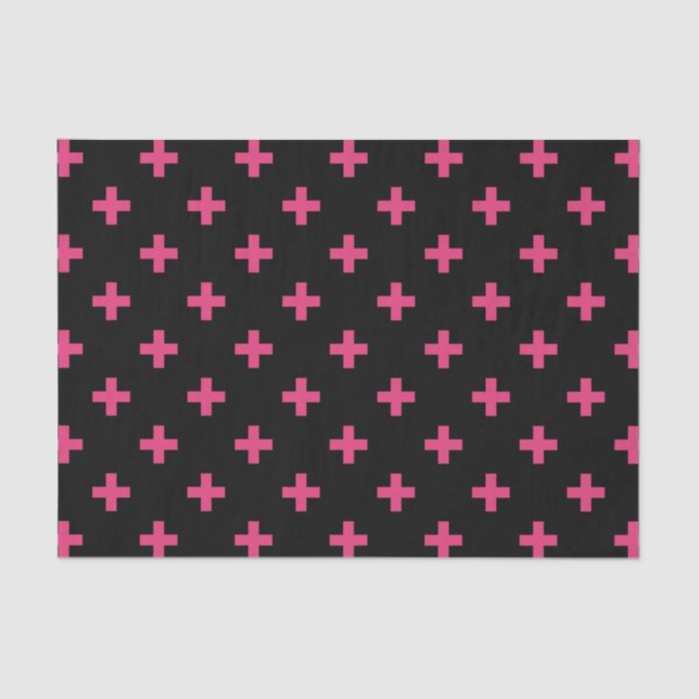 Fuchsia polka kreuzt schwarz seidenpapier (Vorderseite)