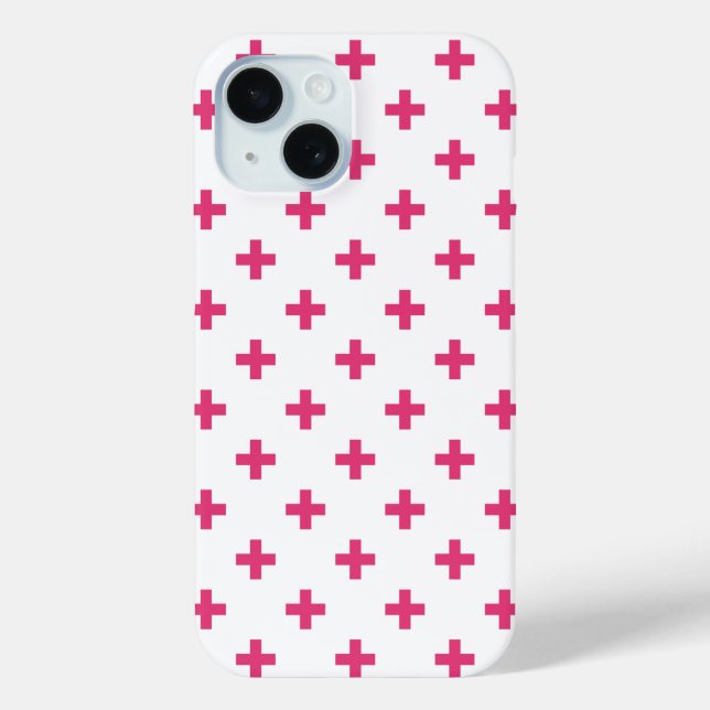 Fuchsia polka kreuzt weiß Case-Mate iPhone hülle (Rückseite)