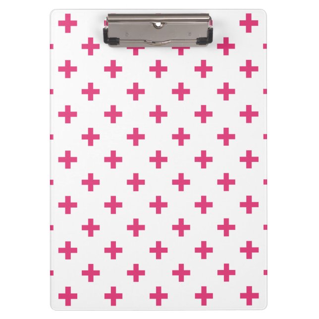 Fuchsia polka kreuzt weiß klemmbrett (Vorderseite)