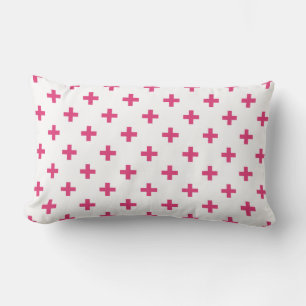 Fuchsia polka kreuzt weiß lendenkissen