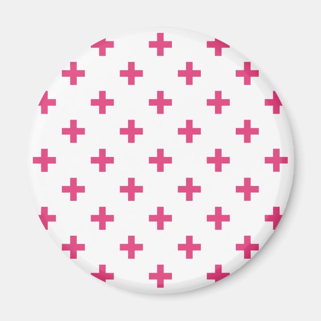 Fuchsia polka kreuzt weiß magnet (Vorne)