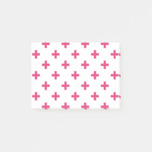 Fuchsia polka kreuzt weiß post-it klebezettel
