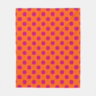 Fuchsia-Polka-Punkte auf Orange Fleecedecke