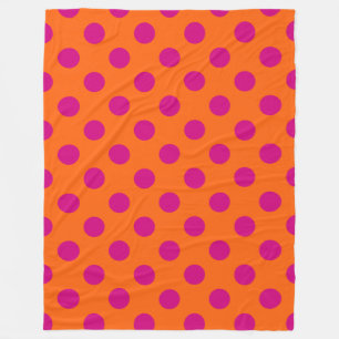 Fuchsia-Polka-Punkte auf Orange Fleecedecke