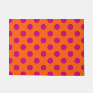 Fuchsia-Polka-Punkte auf Orange Fußmatte