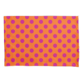 Fuchsia-Polka-Punkte auf Orange Kissenbezug