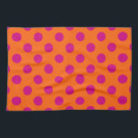 Fuchsia-Polka-Punkte auf Orange Küchentuch<br><div class="desc">Fuchsia-Polka-Punkte auf Orange</div>