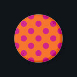 Fuchsia-Polka-Punkte auf Orange Magnet<br><div class="desc">Fuchsia-Polka-Punkte auf Orange</div>