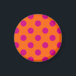 Fuchsia-Polka-Punkte auf Orange Magnet<br><div class="desc">Fuchsia-Polka-Punkte auf Orange</div>