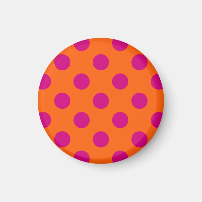Fuchsia-Polka-Punkte auf Orange Magnet (Vorne)