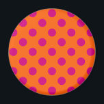 Fuchsia-Polka-Punkte auf Orange Magnet<br><div class="desc">Fuchsia-Polka-Punkte auf Orange</div>